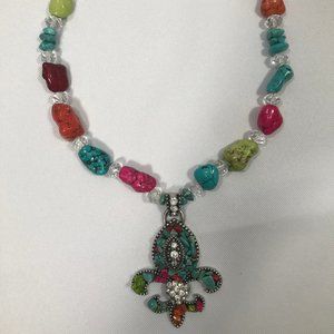Fashion Necklace W/ Colorful Stone & Bead
